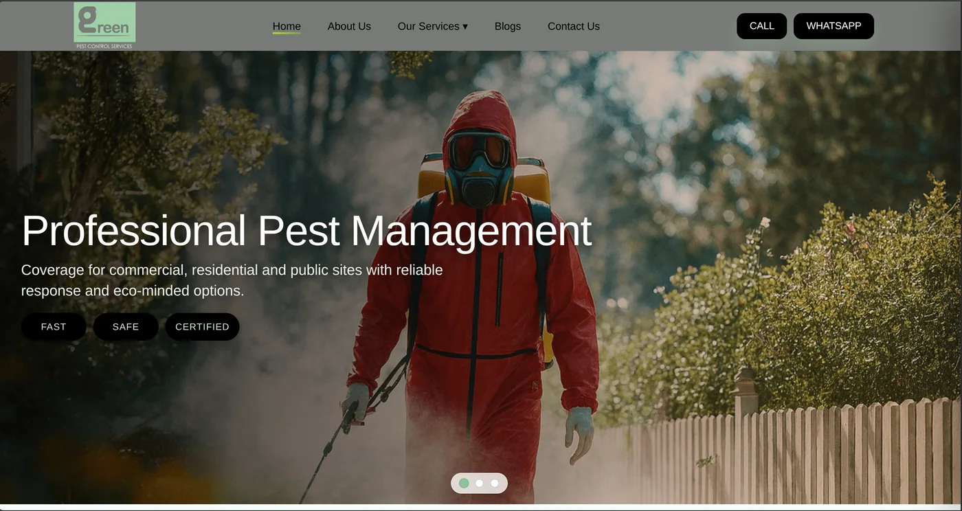 Green Pest Control website preview